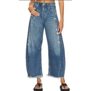 Citizens of Humanity Horseshoe Jean Savory Distressed Barrel Leg Denim Size 24